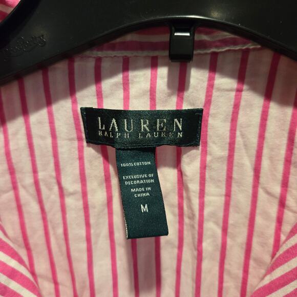 Lauren Ralph Lauren pajama sz M pink stripe capri pant READ 100% cotton - Picture 4 of 8